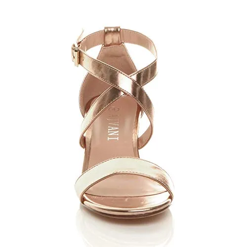 Ladies Mid Low Block Heel Ankle Strap Sandal Shape
