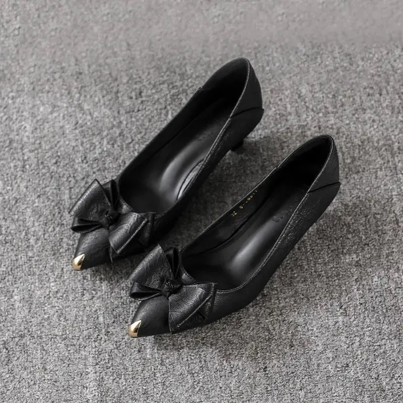 Ladies Summer Footwear Shoes for Women Stilito Pointed Toe Low Heel Elegant with Bow Discount Comfortable Shoe Vacation 39