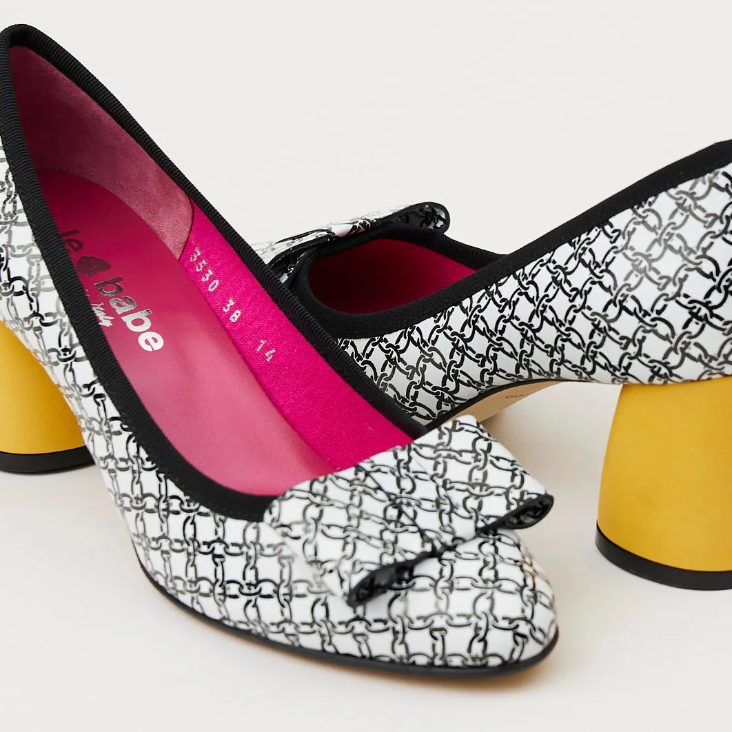 Le Babe Chain Link Print Leather Shoes