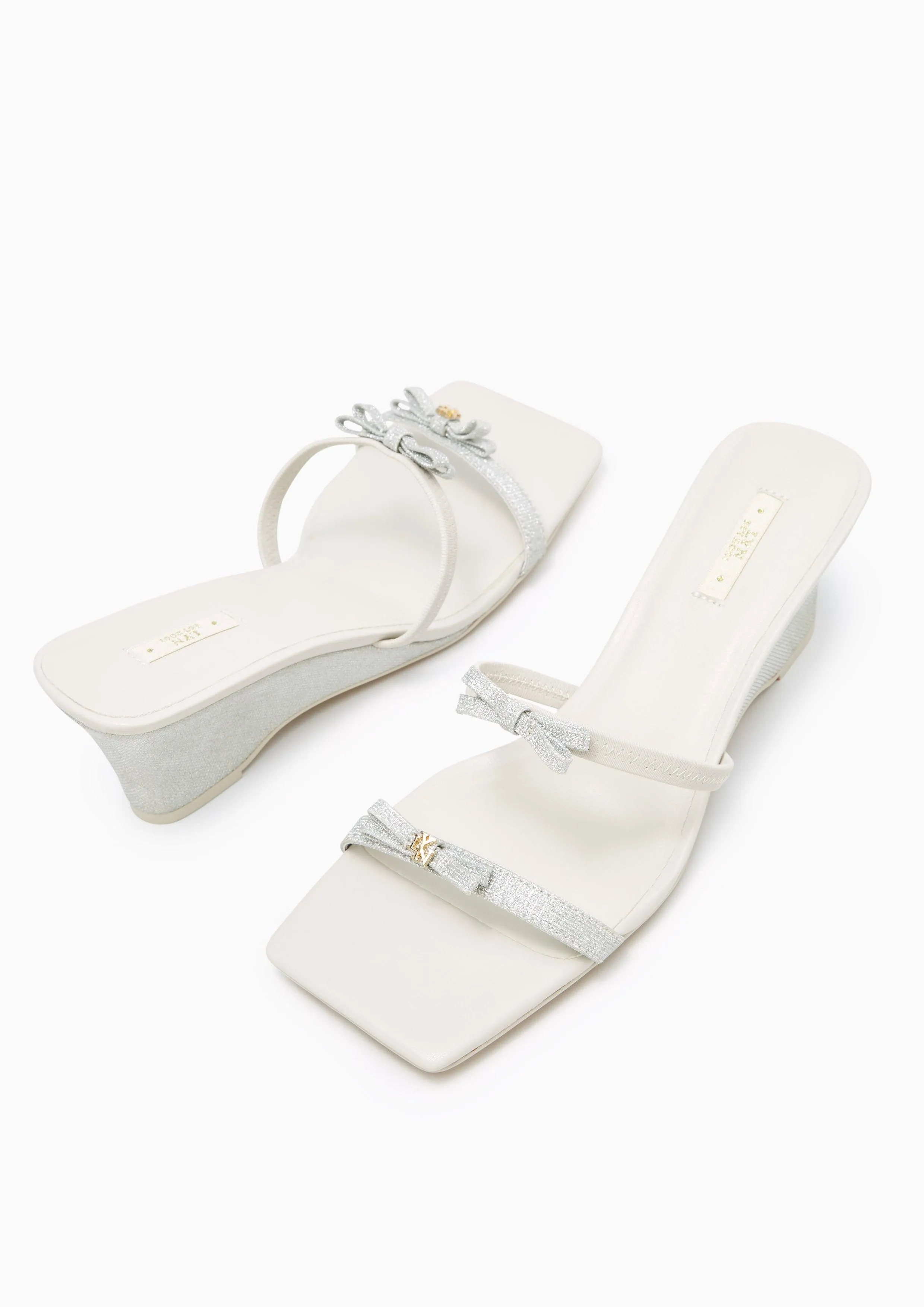 Lemony Low Heel Wedges Silver