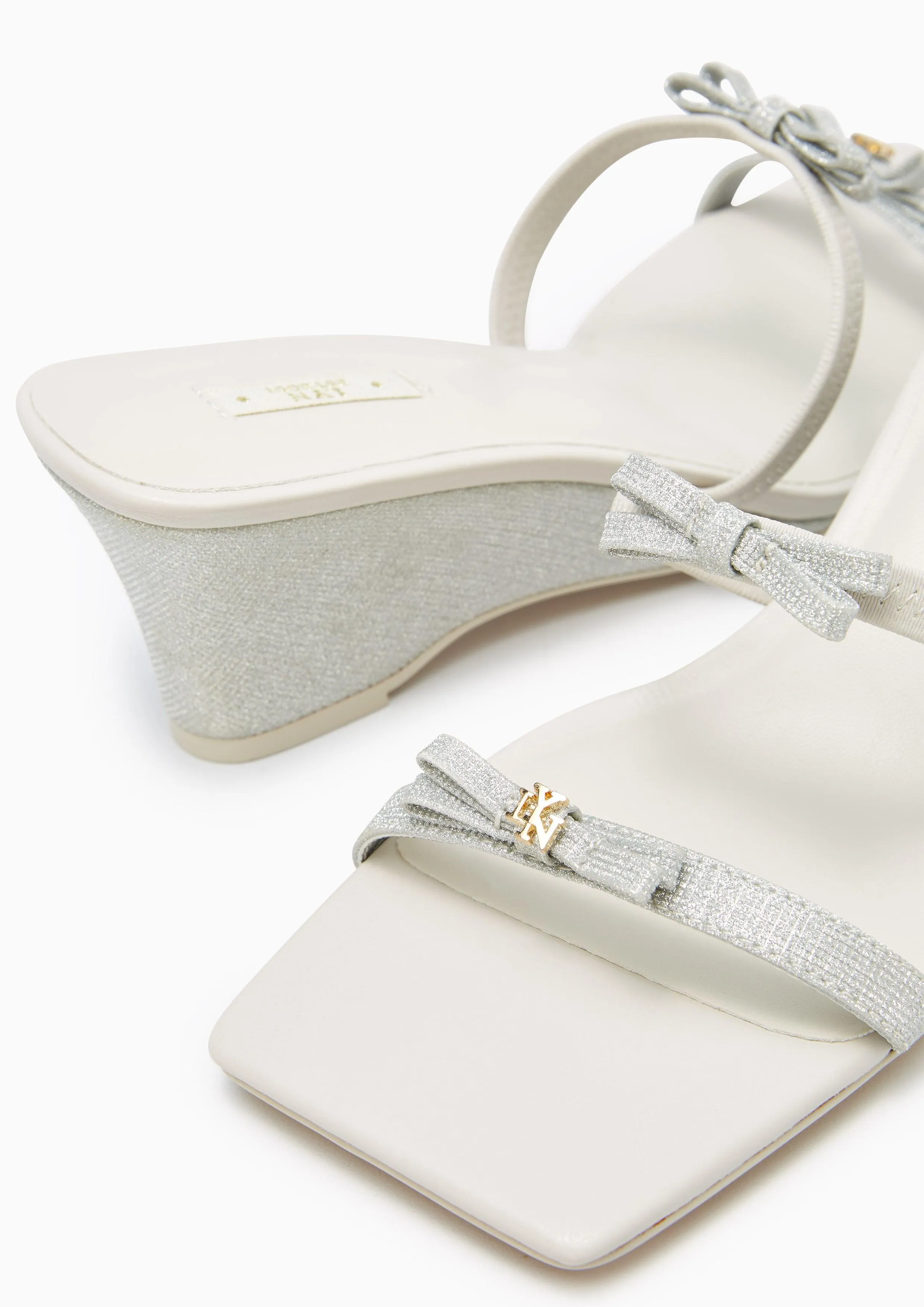 Lemony Low Heel Wedges Silver