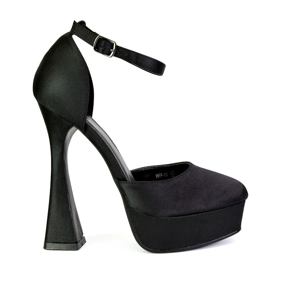 Leonardo Satin Court High Heels Platform Wedding Shoes for Bride in Blue