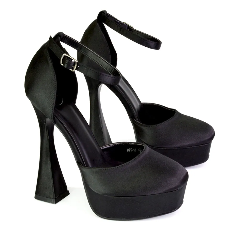 Leonardo Satin Court High Heels Platform Wedding Shoes for Bride in Blue