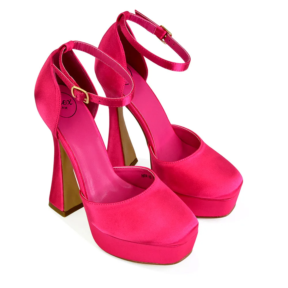 Leonardo Satin Court High Heels Platform Wedding Shoes for Bride in Blue