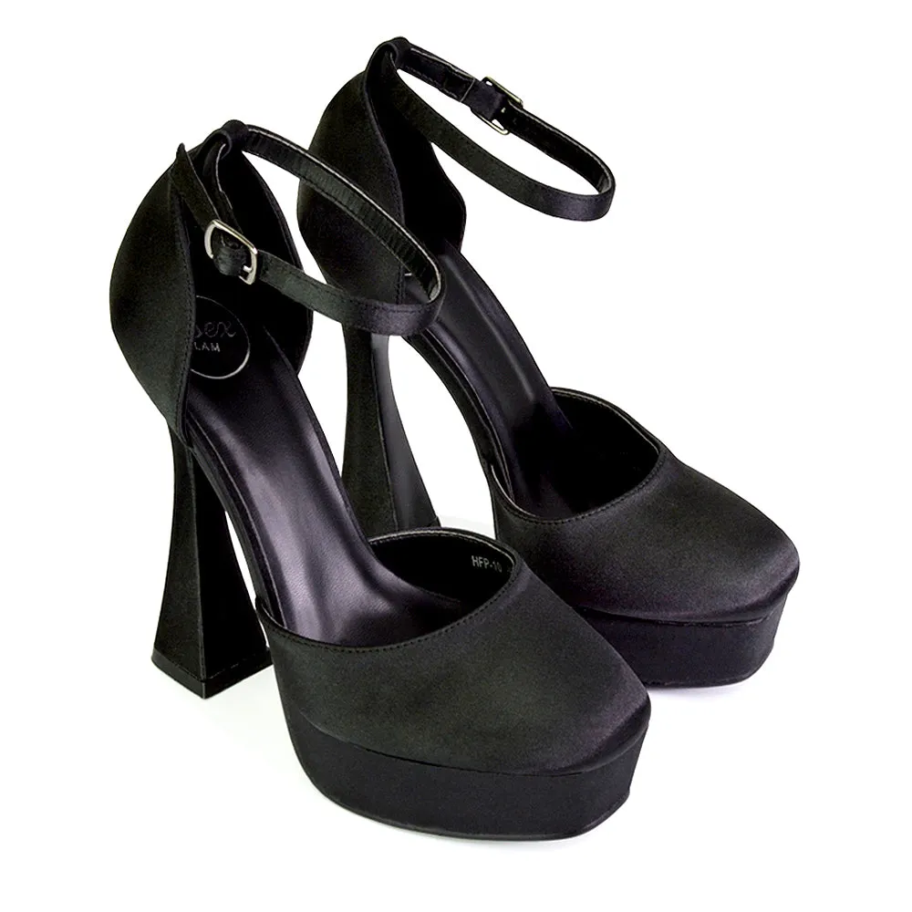 Leonardo Satin Court High Heels Platform Wedding Shoes for Bride in Blue