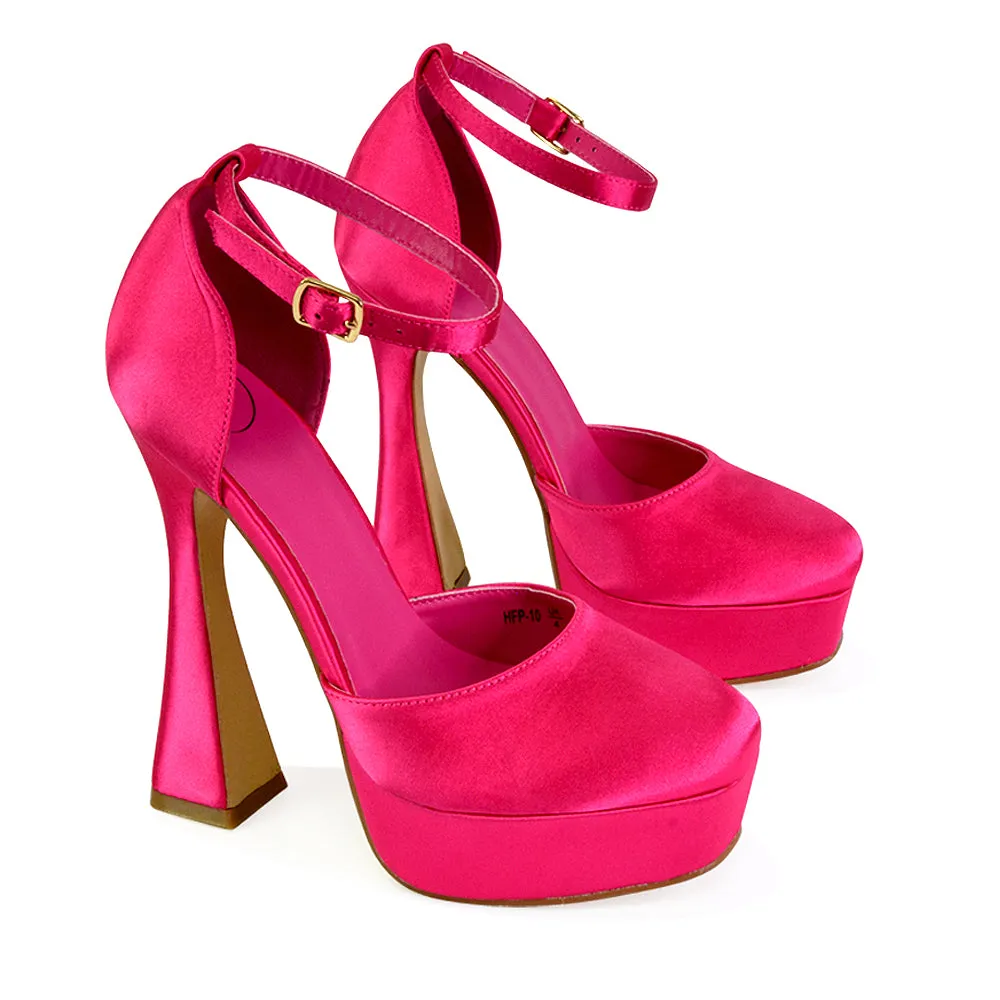 Leonardo Satin Court High Heels Platform Wedding Shoes for Bride in Blue