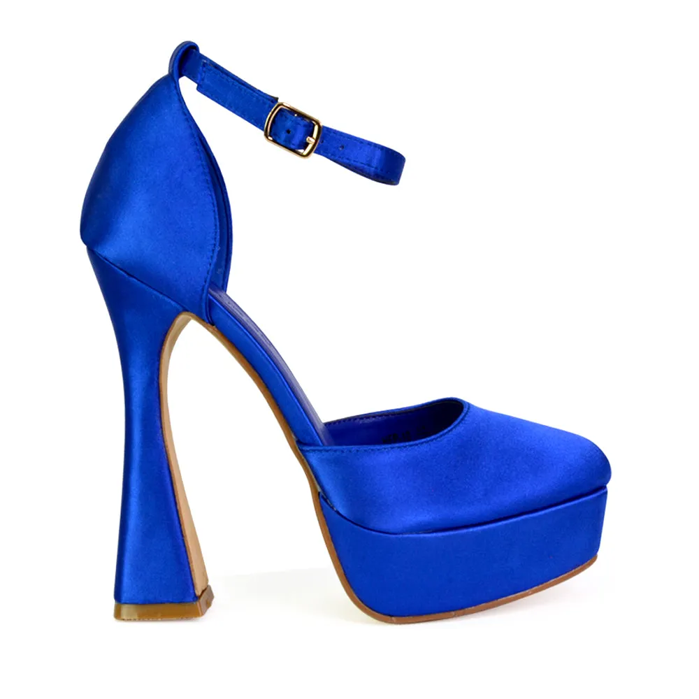 Leonardo Satin Court High Heels Platform Wedding Shoes for Bride in Blue