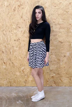LOOT LABEL Geometric Stripe Skater Skirt