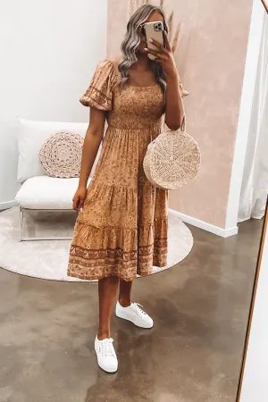 Luca Midi Dress Tan