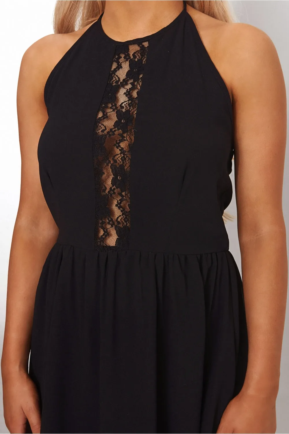Lucille Black Backless Skater Dress
