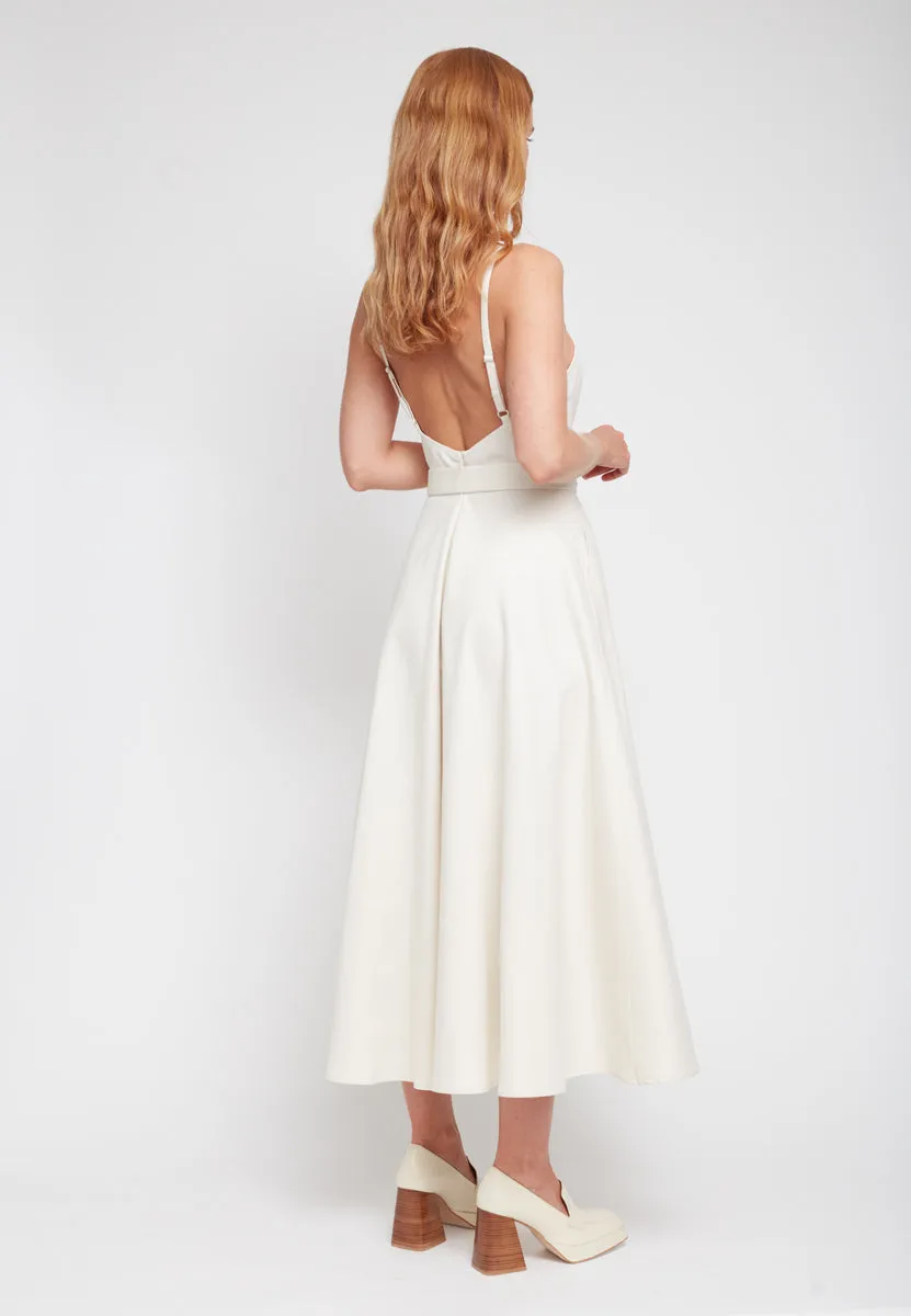 MATISSA off-white denim dress with retro skirt