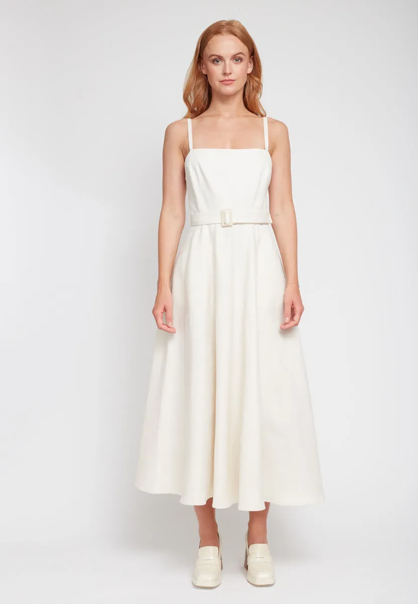 MATISSA off-white denim dress with retro skirt