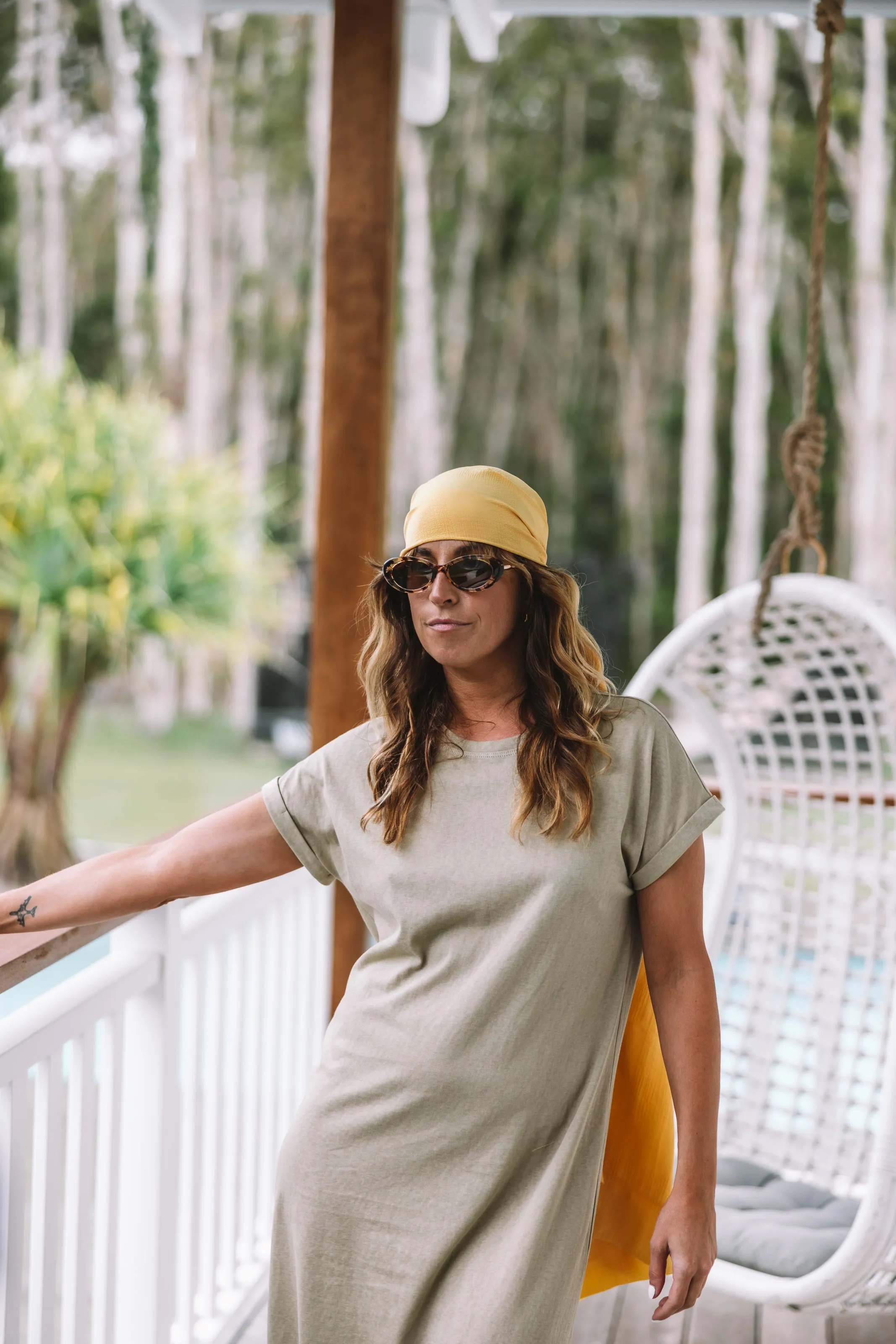 Mercee T-Shirt Dress in Olive Branch