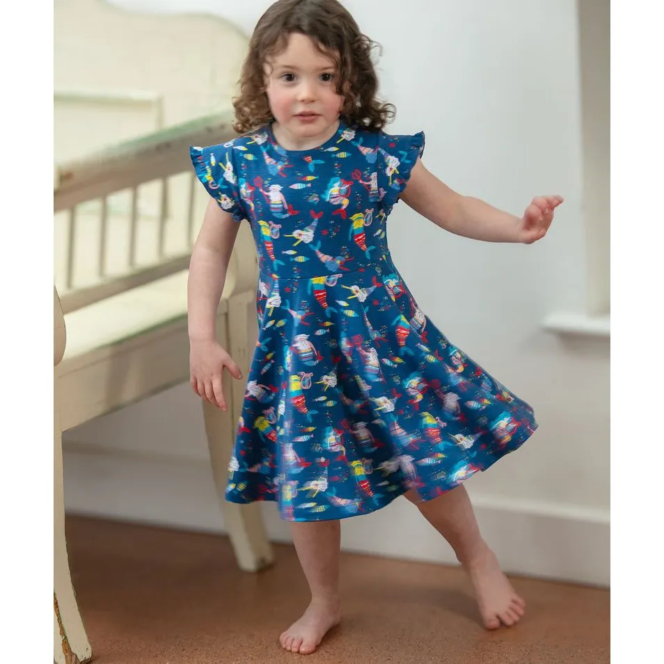 Merfolk Short Sleeve Skater Dress - 1 Left Size 3-4 years