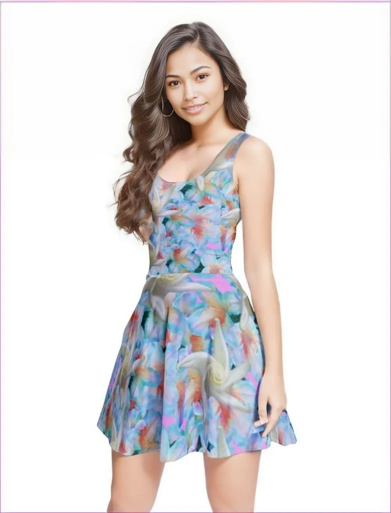 Midnight Floral Womens Sleeveless Midi Casual Flared Skater Dress