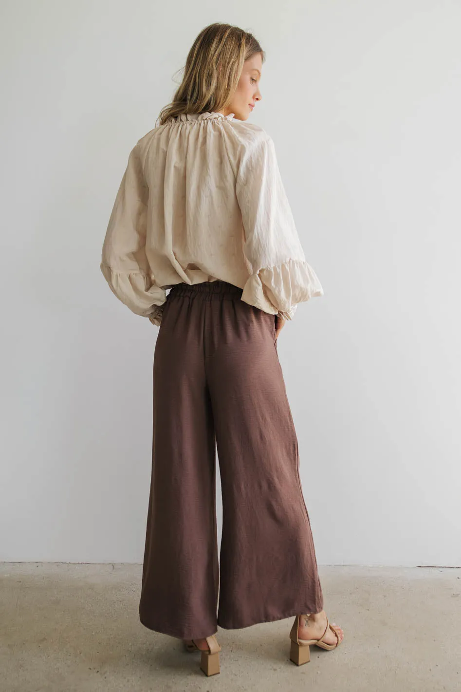 Mina Wide Leg Pants in Mocha
