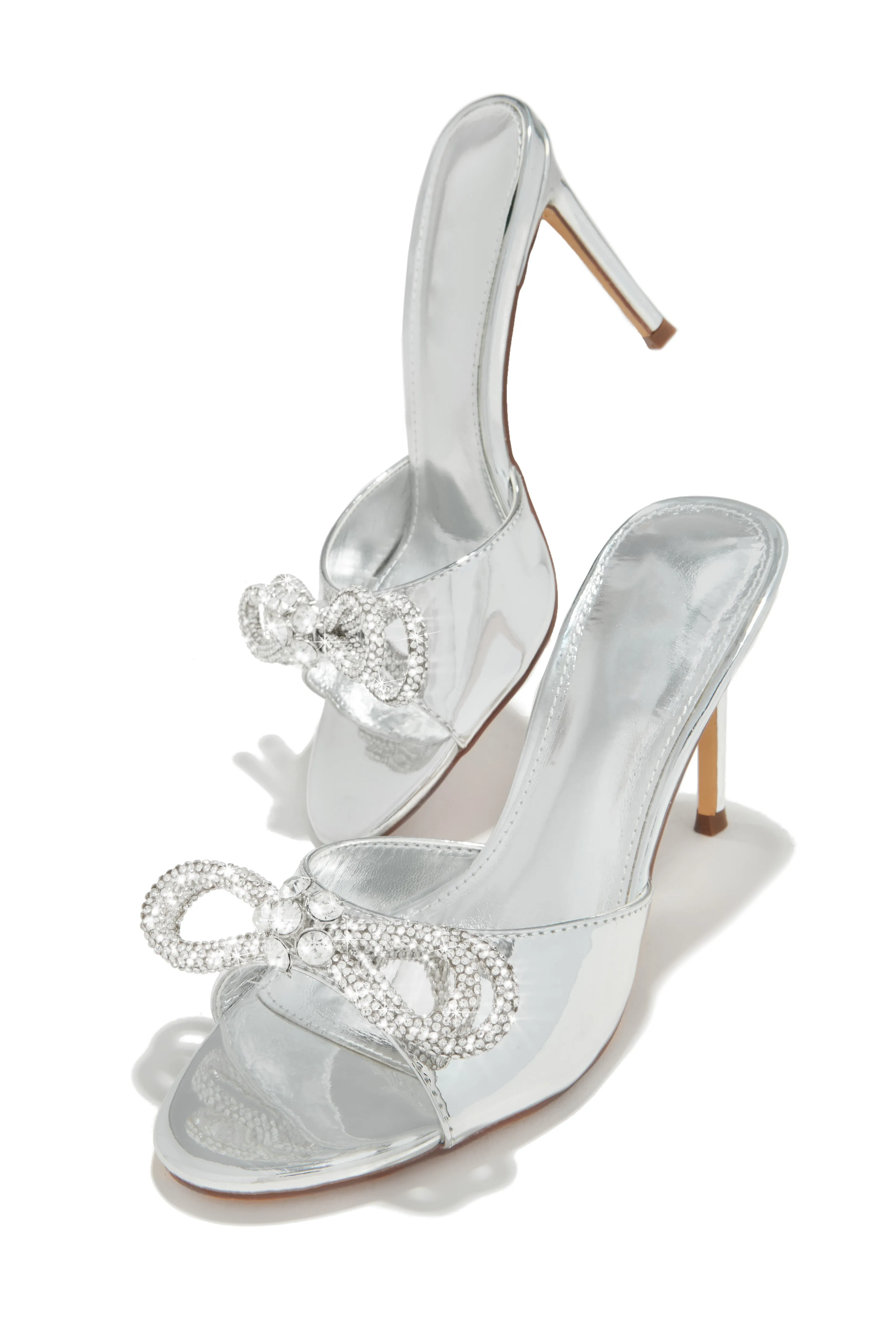 Mishelle Embellished Mule Heels - Silver