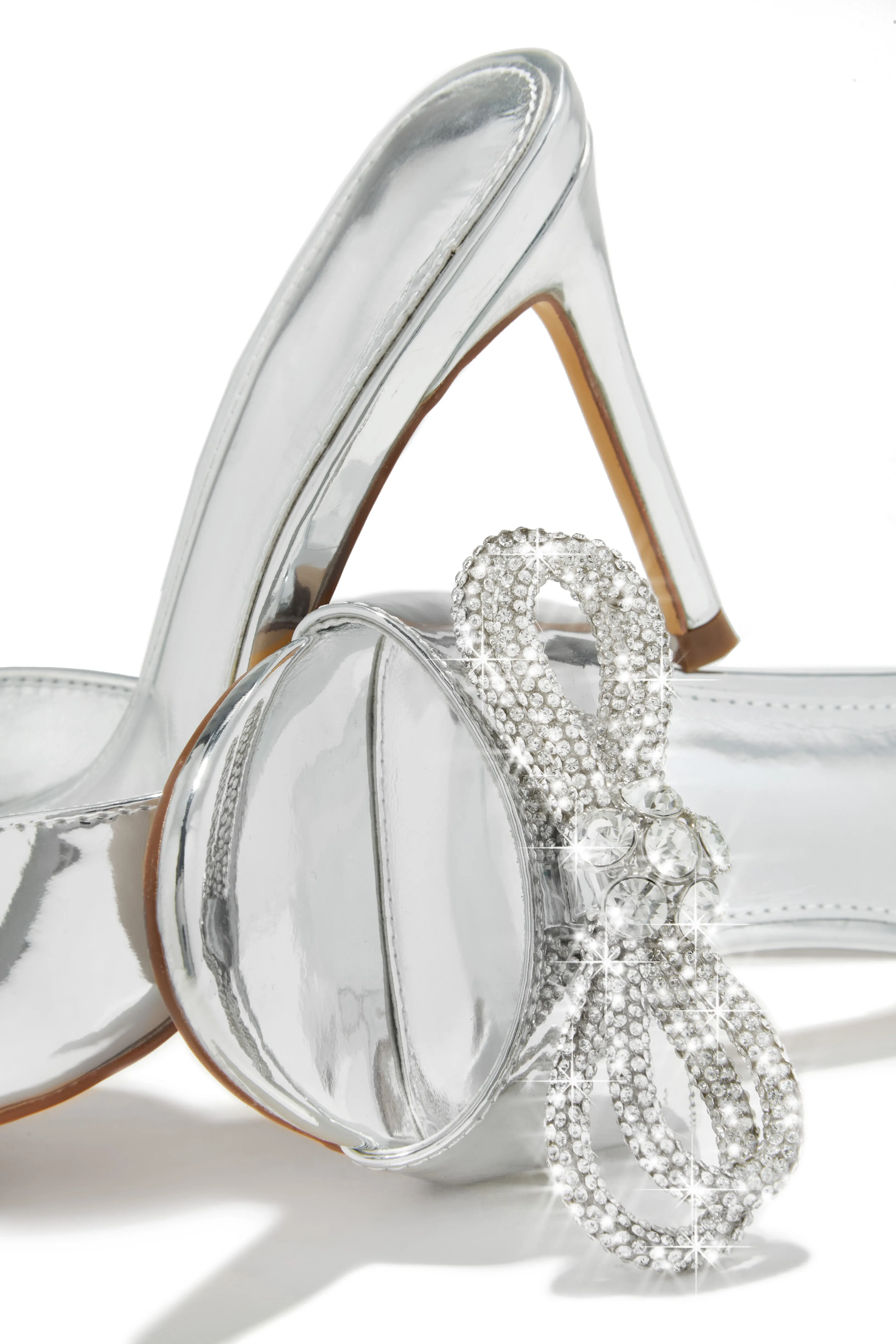 Mishelle Embellished Mule Heels - Silver