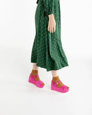 Mo Wedge - Magenta Suede