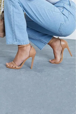 Mocha Pu Barely There Strappy Heels