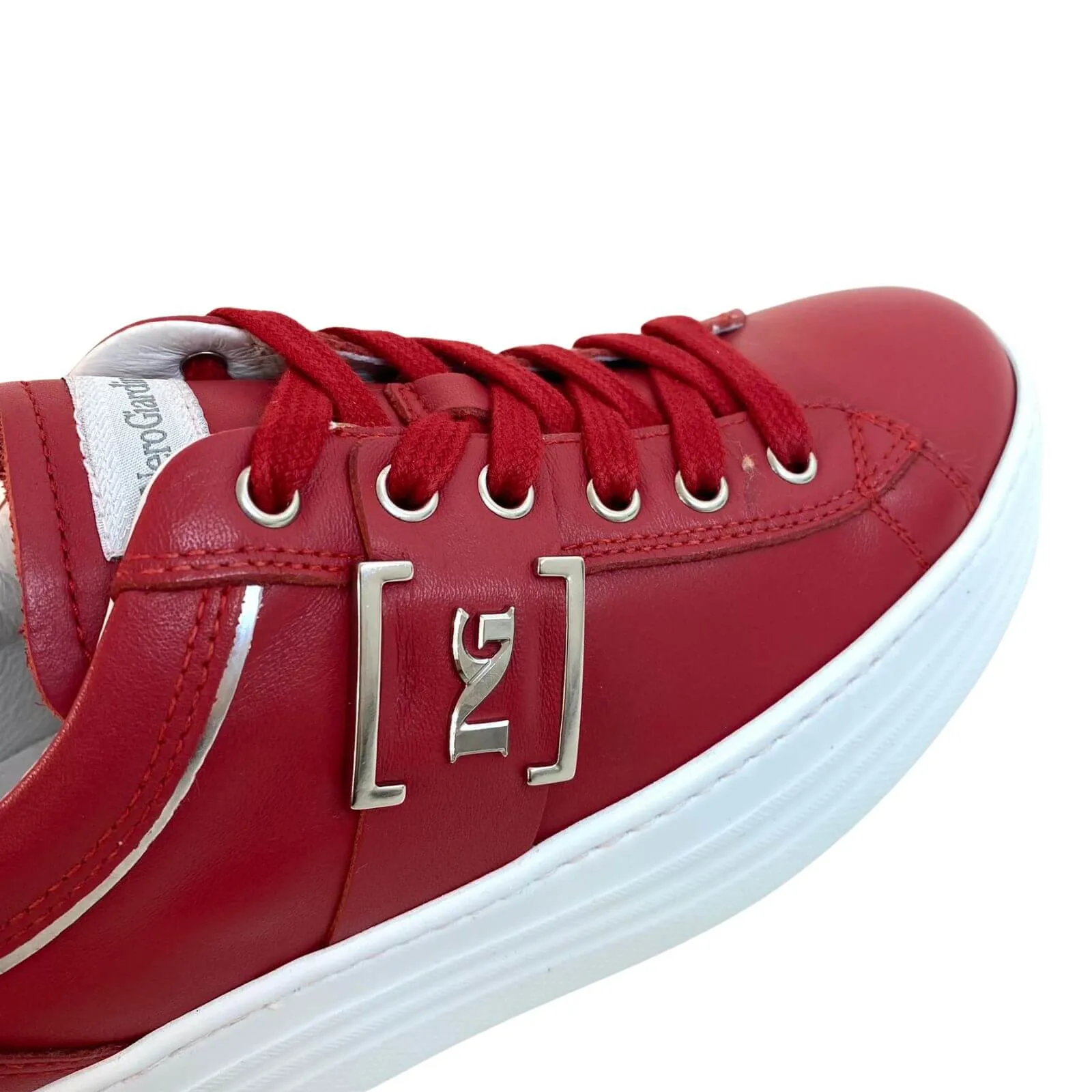 NeroGiardini Red Leather Lace Up Sneakers