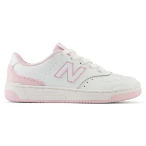 NEW BALANCE KID'S GRADE SCHOOL BB80 WHITE/PINK SNEAKER SHOES