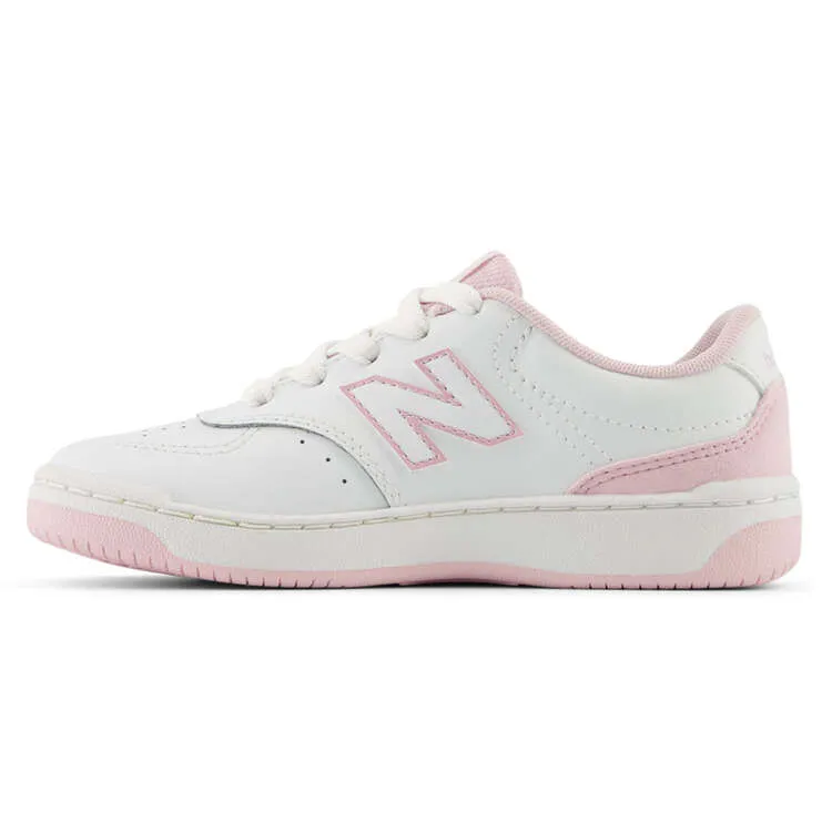 NEW BALANCE KID'S GRADE SCHOOL BB80 WHITE/PINK SNEAKER SHOES