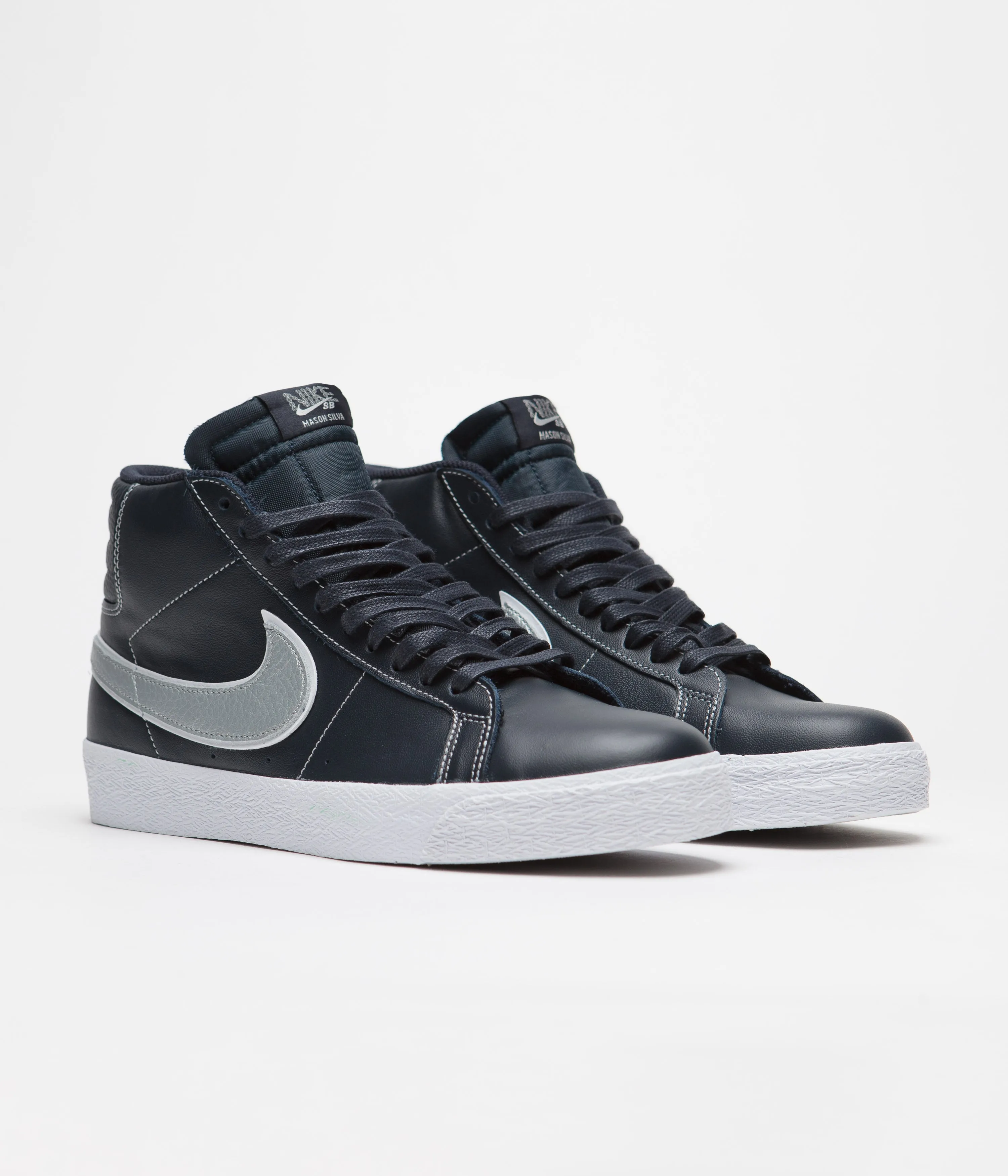 Nike SB Blazer Mid Shoes - Blackened Blue / Wolf Grey - Blackened Blue