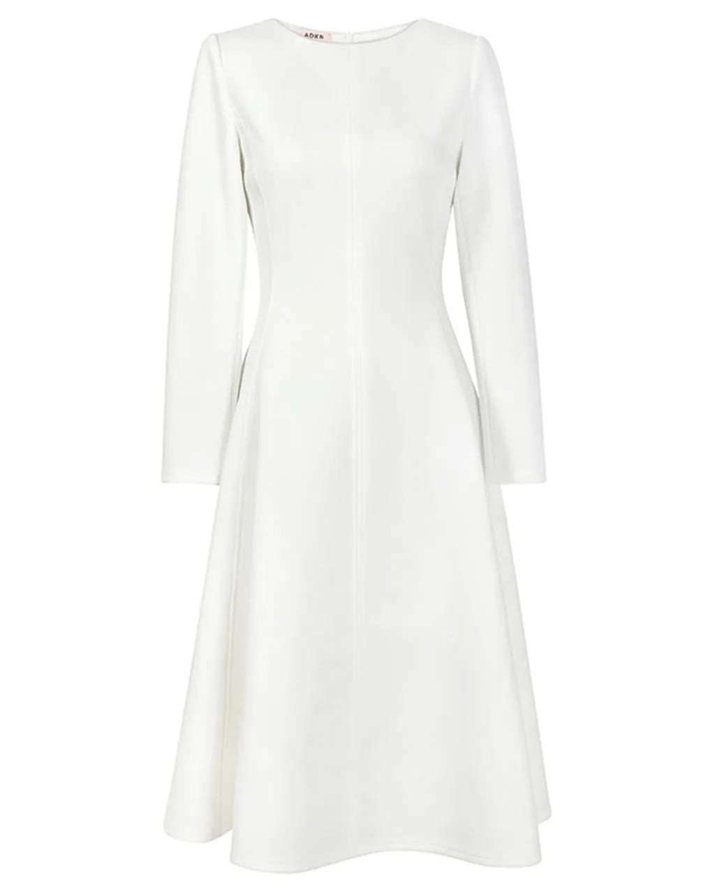 Nora White Midi Dress with Sleeves - White Skater Dress