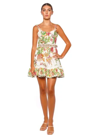 Pahi Scallop Belted Skater Mini Dress