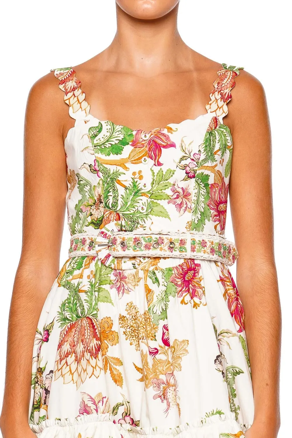 Pahi Scallop Belted Skater Mini Dress