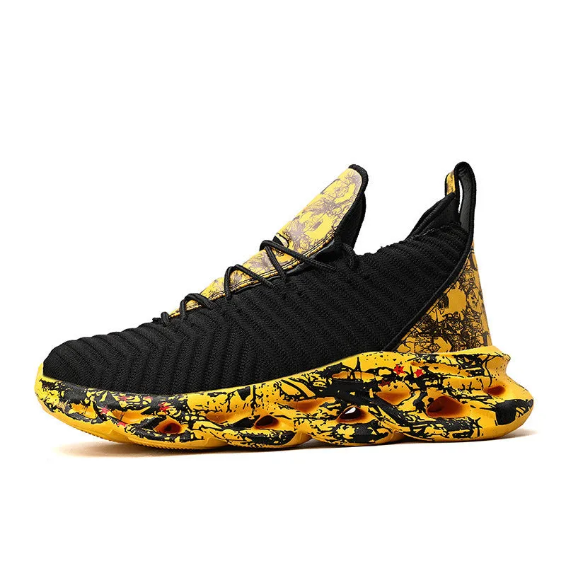 plus size men's sneakers breathable high top casual shoes