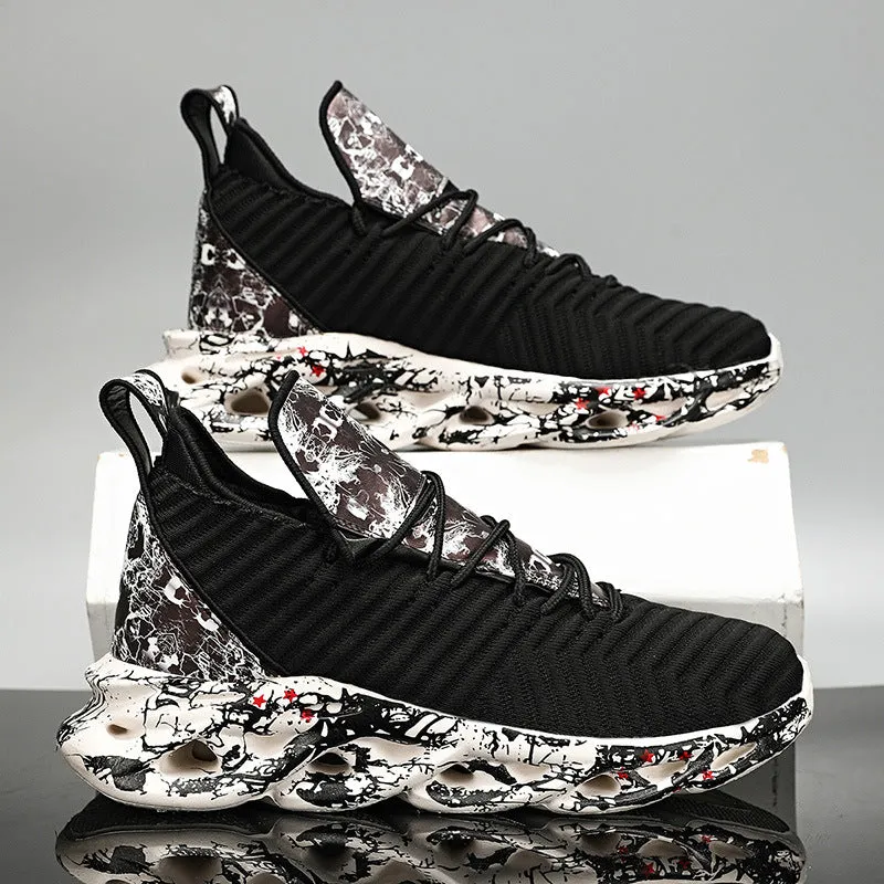 plus size men's sneakers breathable high top casual shoes
