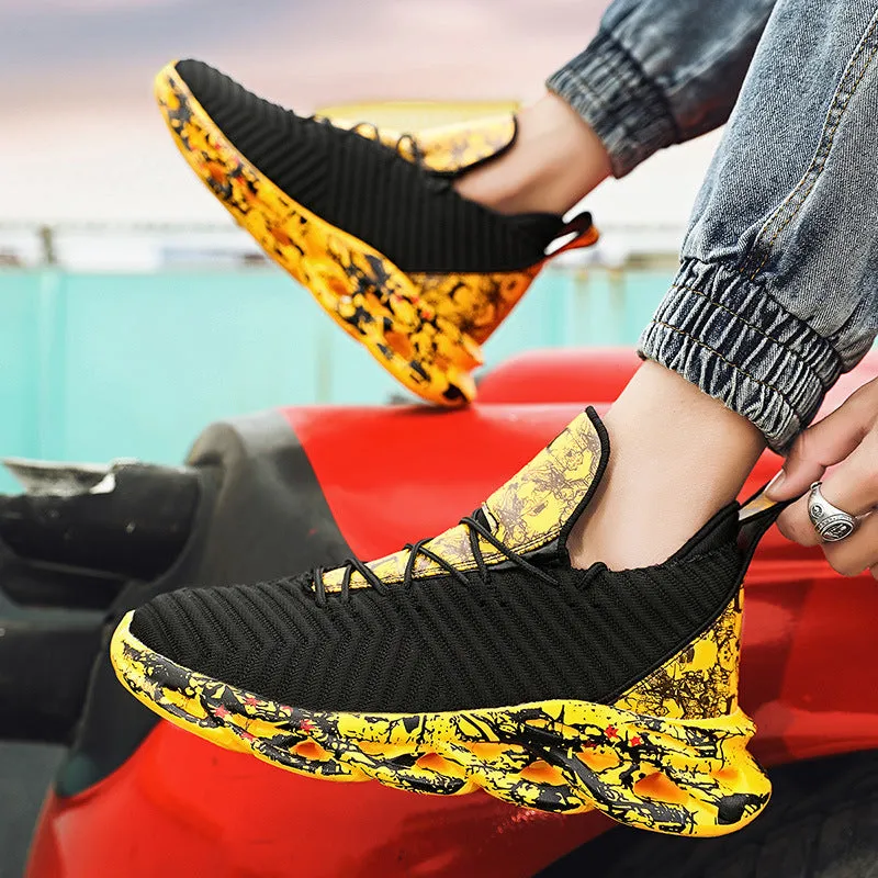 plus size men's sneakers breathable high top casual shoes