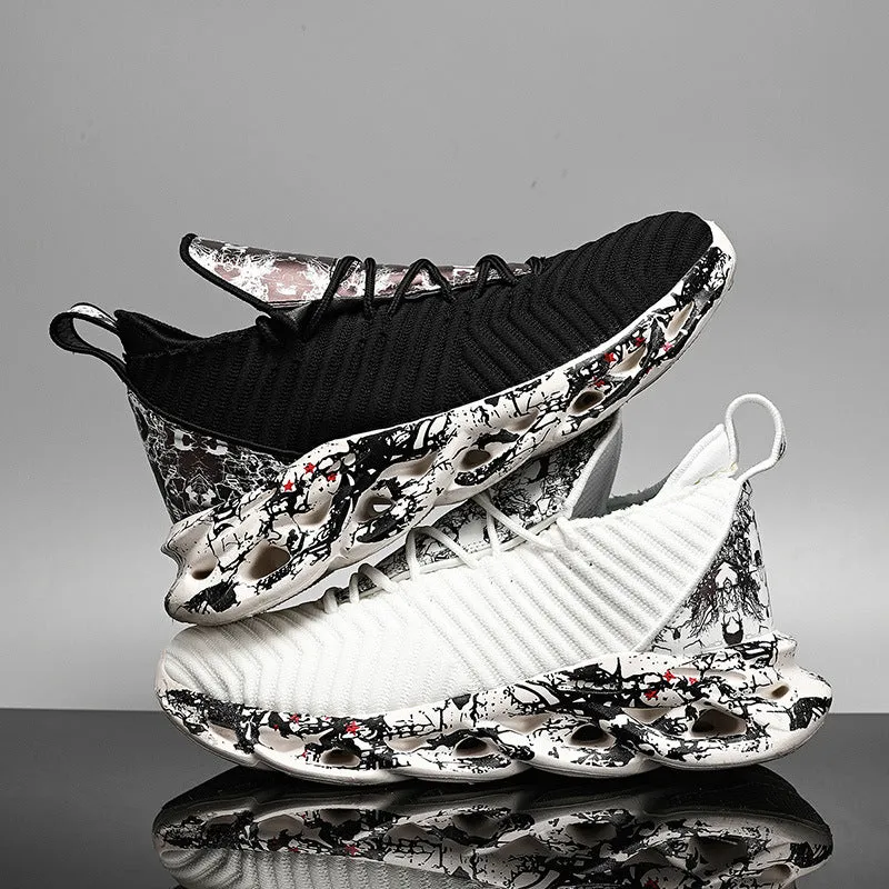 plus size men's sneakers breathable high top casual shoes
