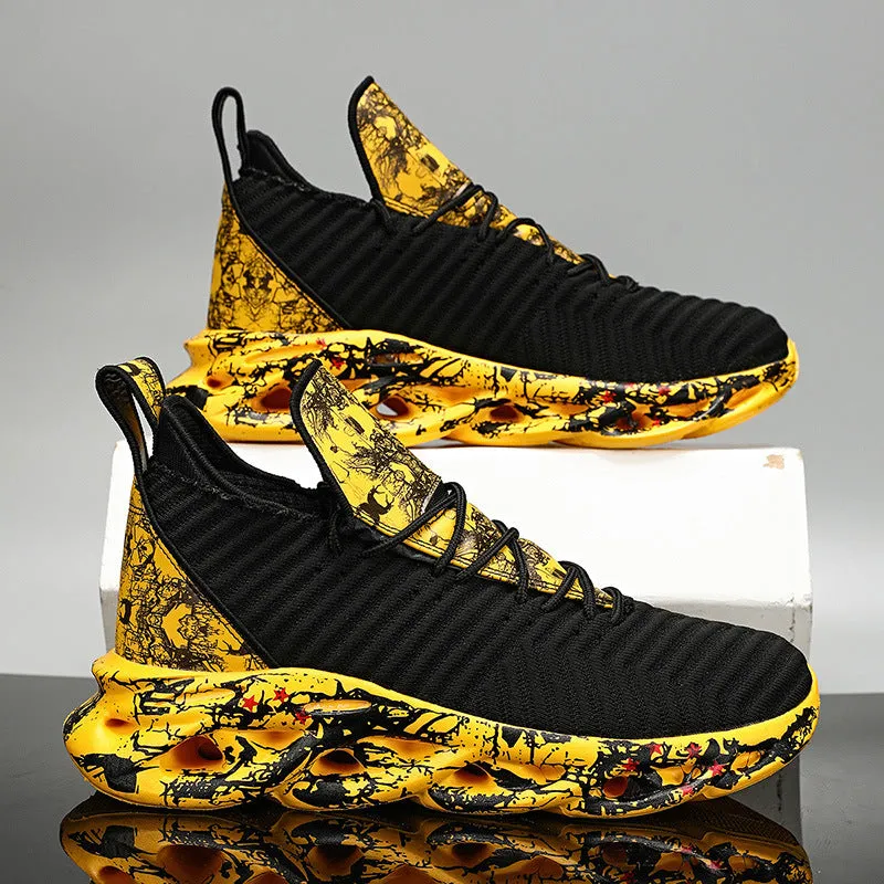 plus size men's sneakers breathable high top casual shoes