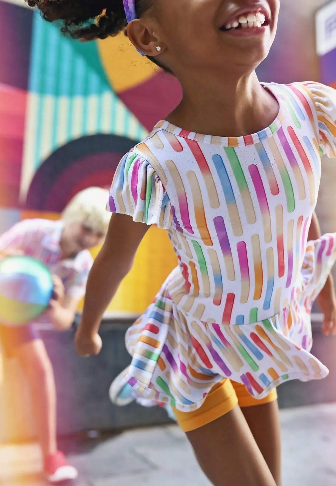 Popsicle Sticks Ruffle Cap Sleeve Skater Peplum