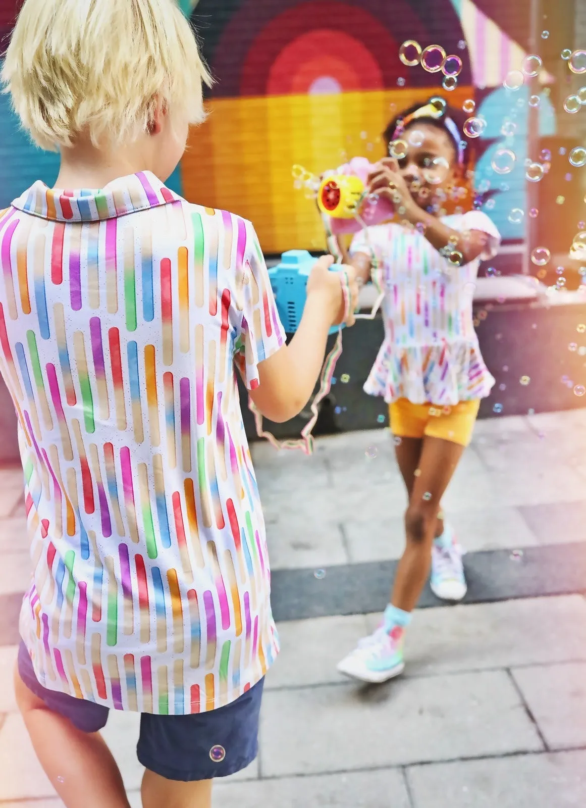 Popsicle Sticks Ruffle Cap Sleeve Skater Peplum