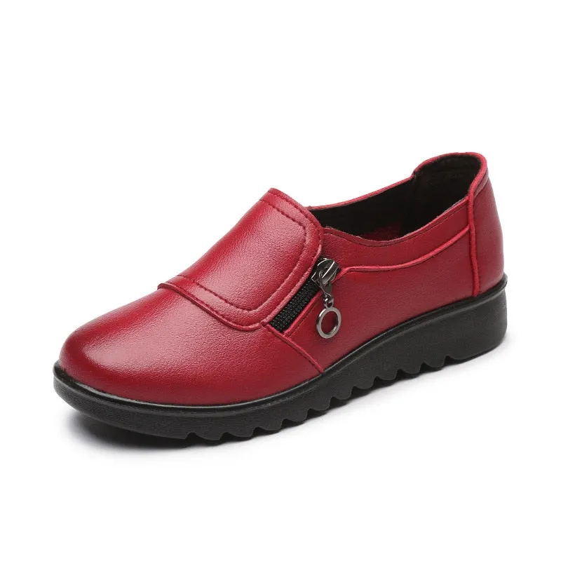 Purpdrank - 2023 Spring Autumn Women's fashion Pumps shoes woman genuine leather wedge single casual shoes mother high heels shoes