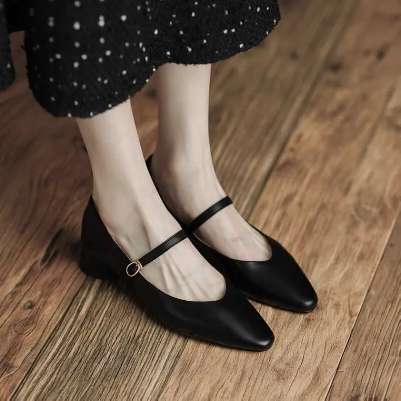 Purpdrank - Women's Summer Footwear Gothic Shoes for Woman 2023 Normal Leather Casual Pointed Toe Japanese Style Lolita Elegant Dress 39 A E