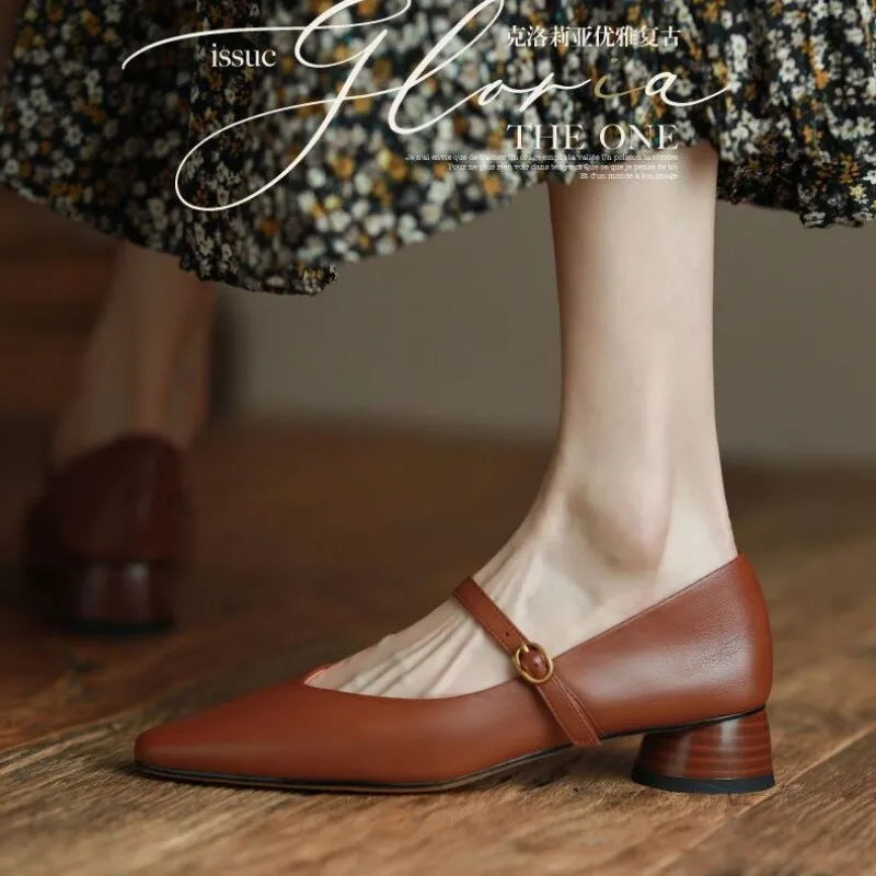 Purpdrank - Women's Summer Footwear Gothic Shoes for Woman 2023 Normal Leather Casual Pointed Toe Japanese Style Lolita Elegant Dress 39 A E