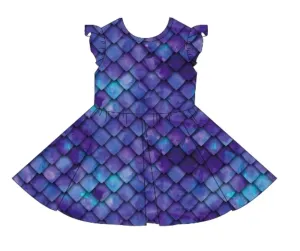 Purple Dragon Scales Short Sleeve Skater Dress