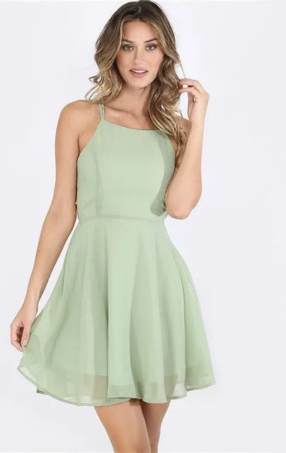 "Missy" strappy lace up back skater mini dress