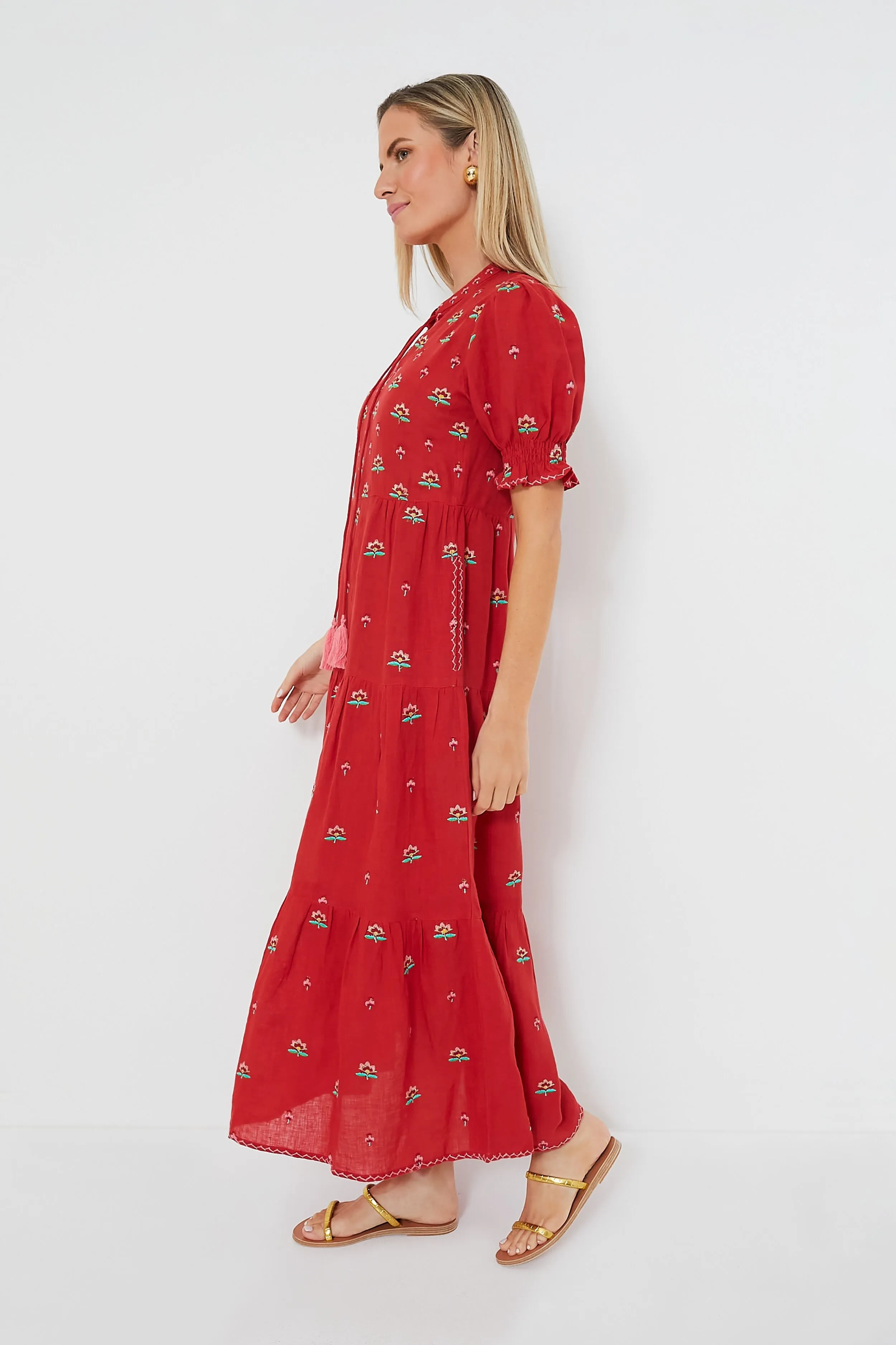 Red Lotus Flower Flaming Katy Dress