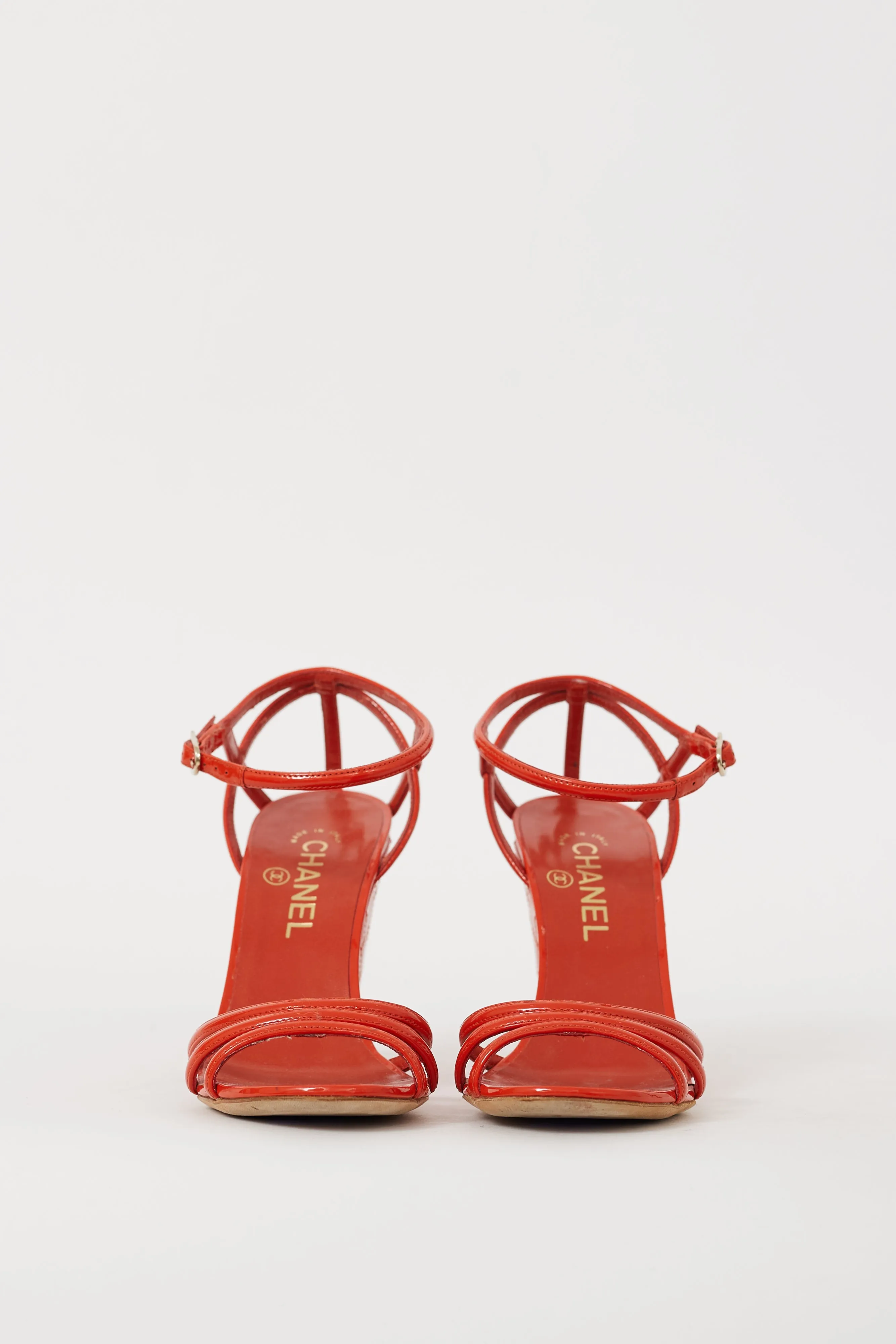 Red Patent Leather Quilted Wedge Sandal