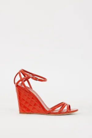 Red Patent Leather Quilted Wedge Sandal