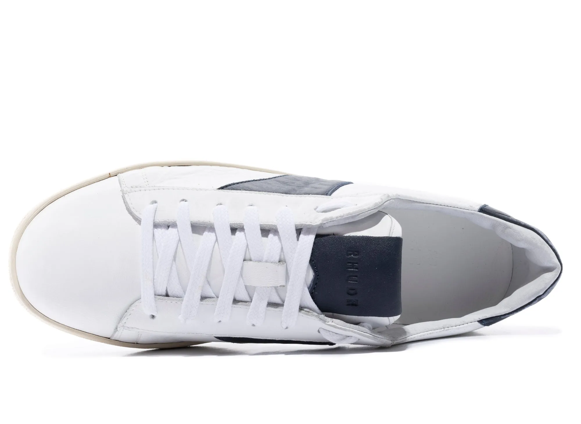 Rhude Court Shoe in White and Navy