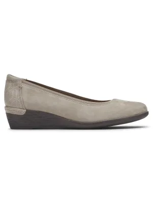 Rockport Womens Cobb Hill Devyn Wedge Pump New Khaki Nubuck CI2834