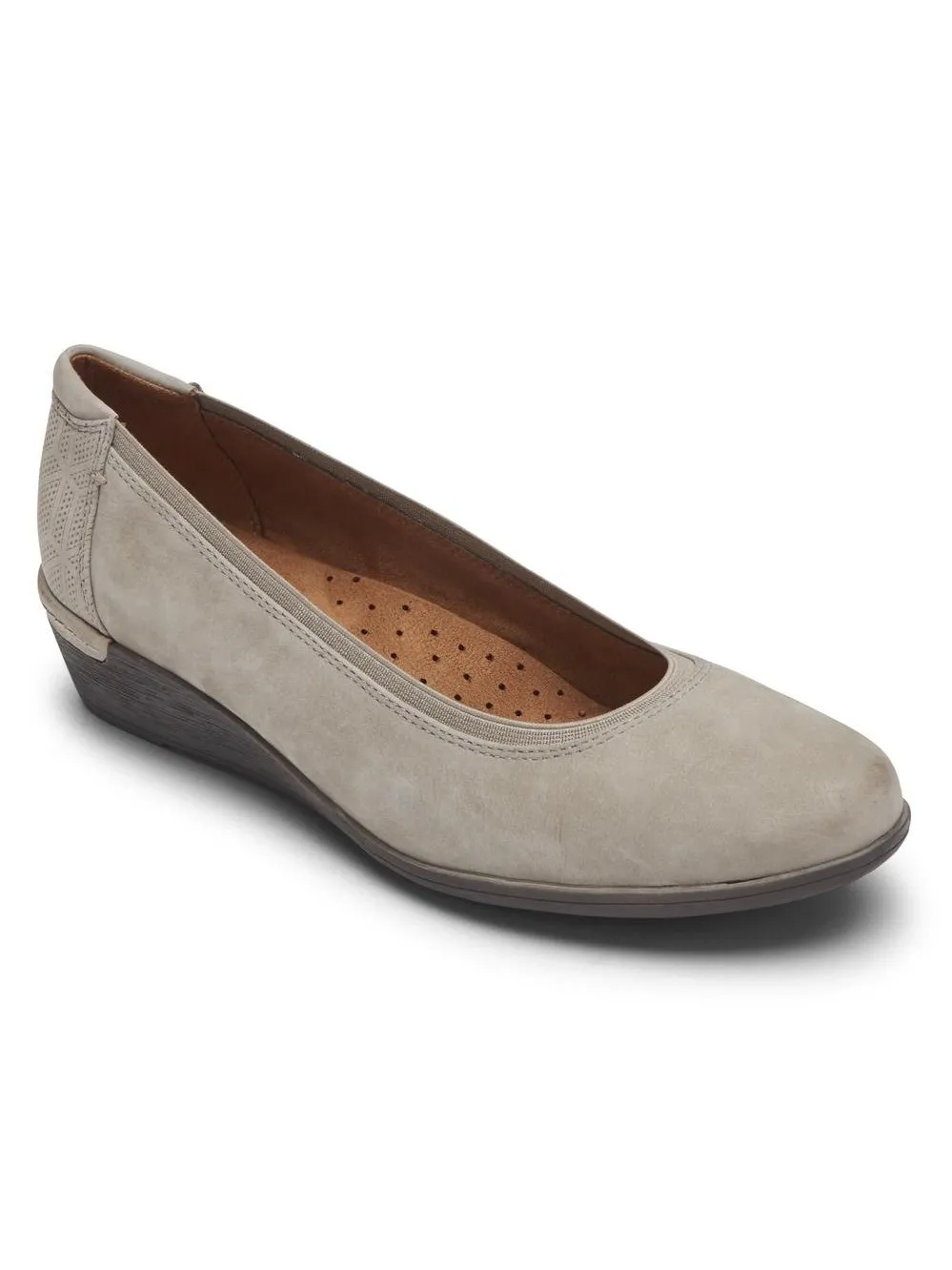 Rockport Womens Cobb Hill Devyn Wedge Pump New Khaki Nubuck CI2834