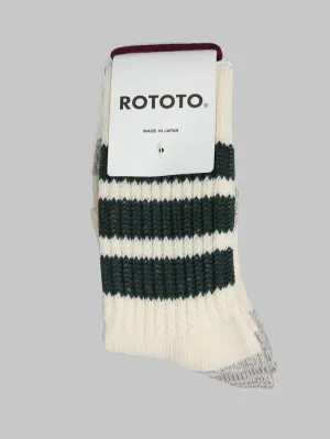 ROTOTO Coarse Ribbed Oldschool Crew Socks Dark Green